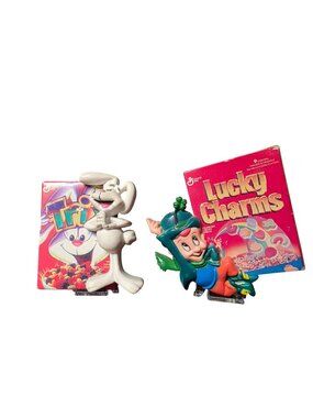 Vintage Cereal Lucky Charms & Trix 3D Fridge General Mills Magnet